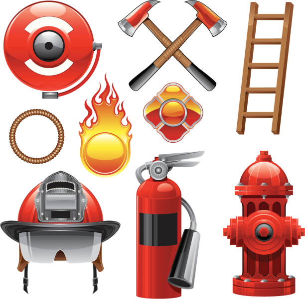 firefighter Design Elements vector art illustration