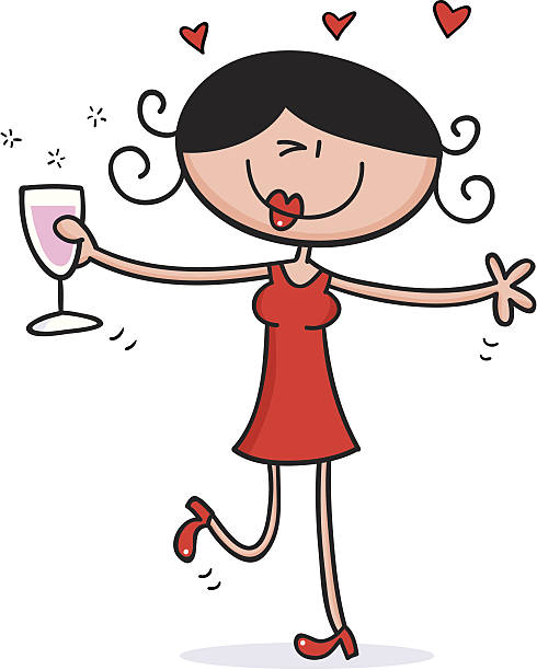 Champagne Girl Stock Illustration - Download Image Now - Cartoon, Drinking,  Women - iStock