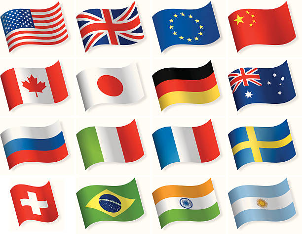 самых популярных флаг значки формы - argentina australia stock illustrations