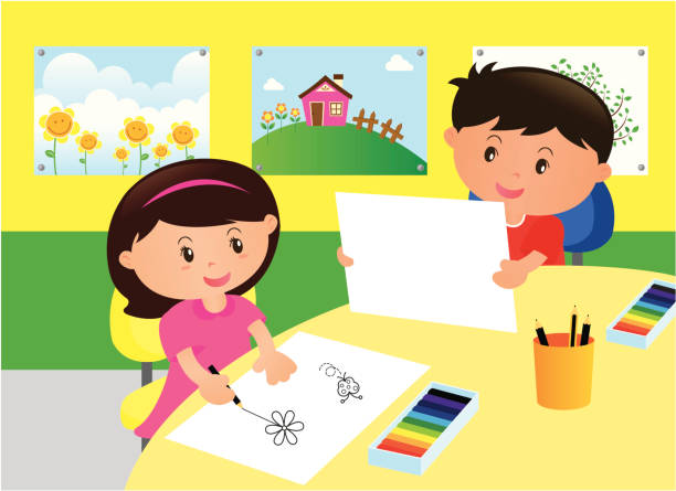 Classroom more illustrator are available. colored pencil flower stock illustrations