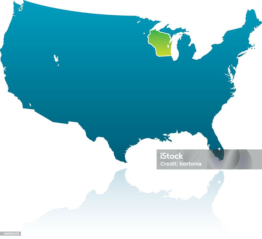 Wisconsin Map Blue United States Maps Wisconsin Stock Illustration - Download Image Now ...