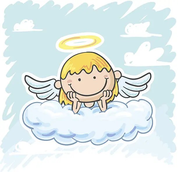 Vector illustration of Angel on the cloud