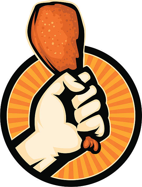 stockillustraties, clipart, cartoons en iconen met turkey leg fist - kippenpoot