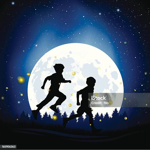 Summer Fireflies Stock Illustration - Download Image Now - Firefly, Child, Night