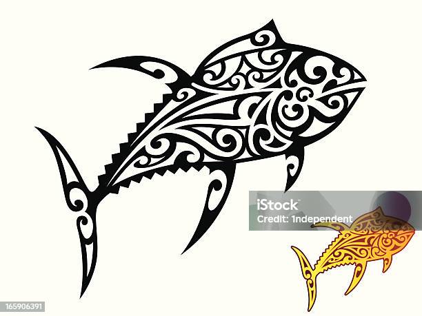 Atum Albacora Tribal - Arte vetorial de stock e mais imagens de Atum - Animal - Atum - Animal, Cultura Indígena, Peixe