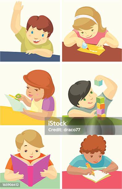Preschoolers Activities Stock Illustration - Download Image Now - Activity, Cartoon, Cheerful