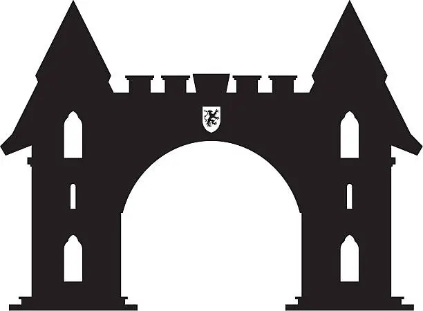 Vector illustration of Medieval Castle Entrance in Silhouette