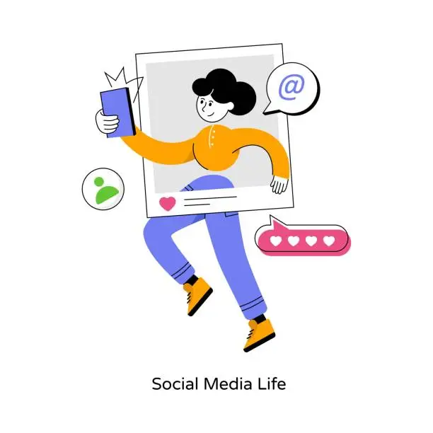 Vector illustration of Social Media Life abstract concept vector in a flat style stock illustration