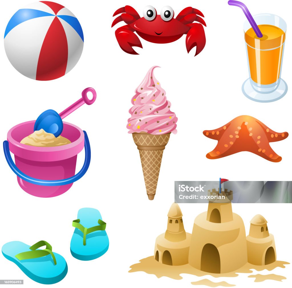 Summer Beach Elements Set Beach icons Beach stock vector