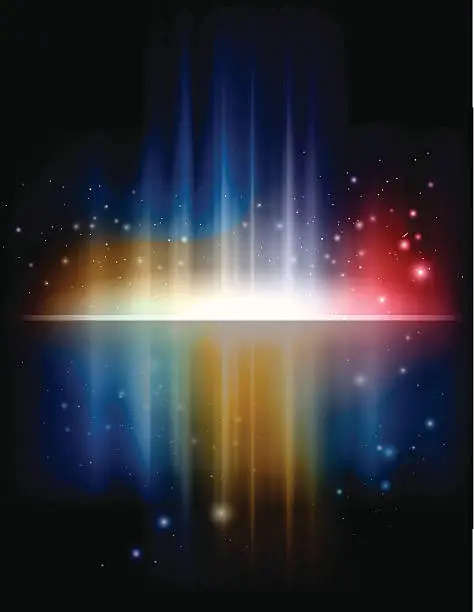 Vector illustration of Sparkles and a colorful rainbow aurora