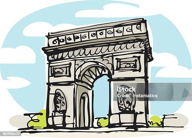 Paris Arc De Triomphe Stock Vektor Art und mehr Bilder von Paris - Paris, Skizze, Avenue des Champs-Élysées