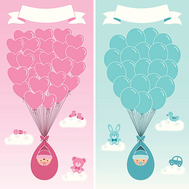 объявление рождения баннеры - baby clothing its a girl newborn baby goods stock illustrations