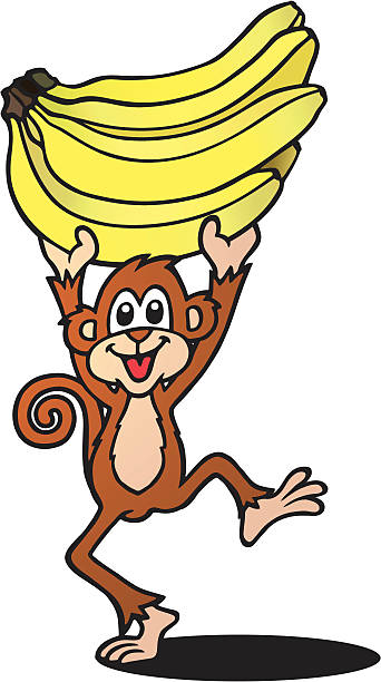 Banana Monkey A monkey's holding up a bunch of bananas. Please check out my other images :) clip art of a monkey holding banana stock illustrations