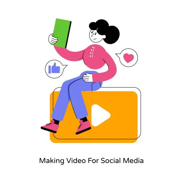 Vector illustration of Making Video For Social Media abstract concept vector in a flat style stock illustration