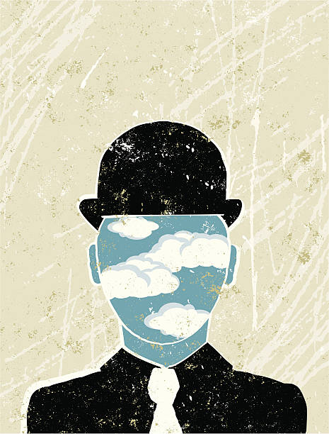 ビジネスの男性の空の顔 - black bowler man点のイラスト素材／クリップアート素材／マンガ素材／アイコン素材