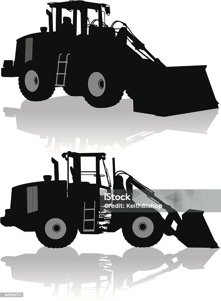 Front End Loader - Construction Vehicle Two tight silhouette illustrations of Front End Loader - Construction Vehicle. Layered for easy edits. Check out my "Construction Vector" light box for more. No People stock vector