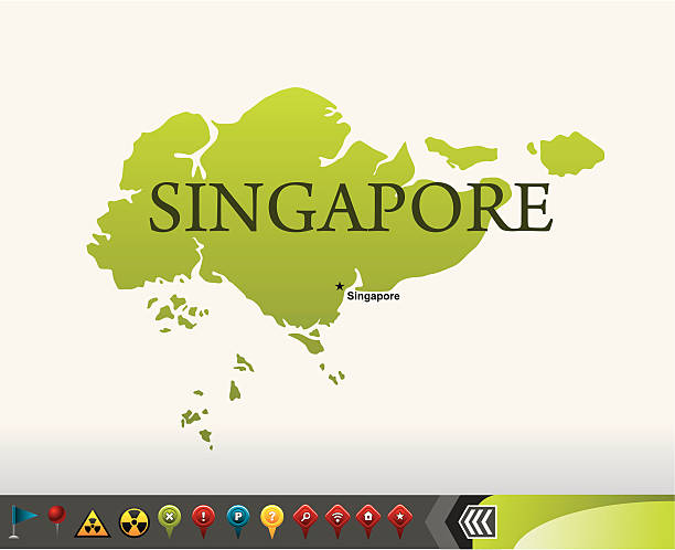 바넬코 맵 탐색 아이콘 - silhouette cartography singapore map stock illustrations