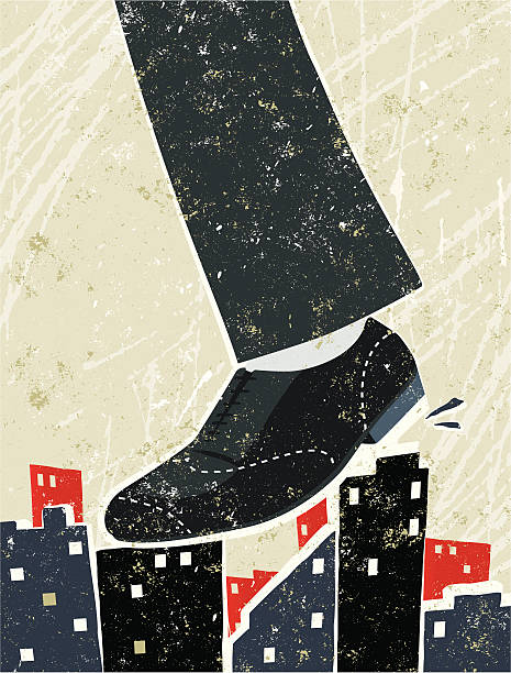 istock Giant Businessman's Foot Crushing City Skyline 165906803