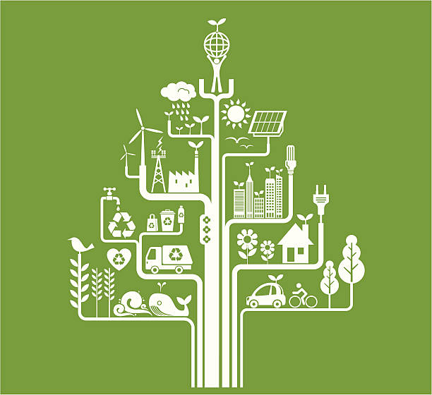 ilustrações de stock, clip art, desenhos animados e ícones de vida ecológica - factory environment city environmental conservation