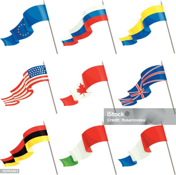 International Flags Set Von Stock Vektor Art und mehr Bilder von Deutsche Flagge - Deutsche Flagge, USA, Vektor