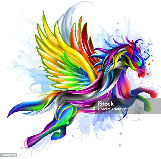 Voar Pegasus Conceito Gráfico - Arte vetorial de stock e mais imagens de Pégaso - Pégaso, Cavalo - Família do Cavalo, Fantasia