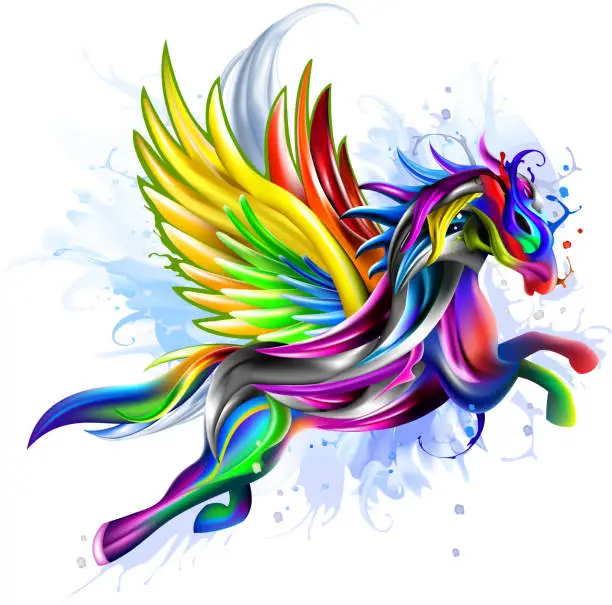 Vector illustration of Flying Pegasus concept artwork