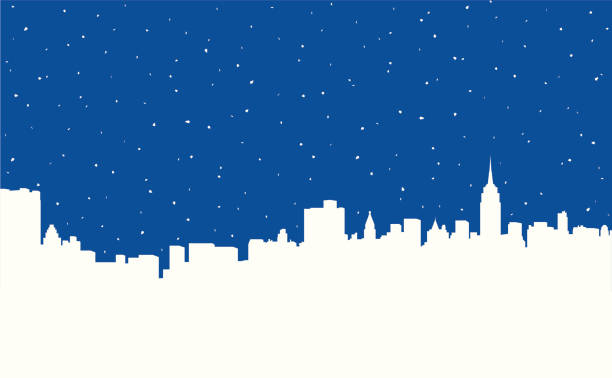 śnieżyć w nowym jorku - new york city new york state skyline winter stock illustrations