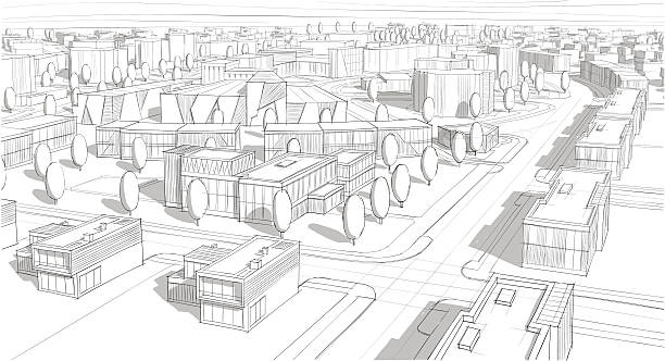 architektur - street technology blueprint city stock-grafiken, -clipart, -cartoons und -symbole