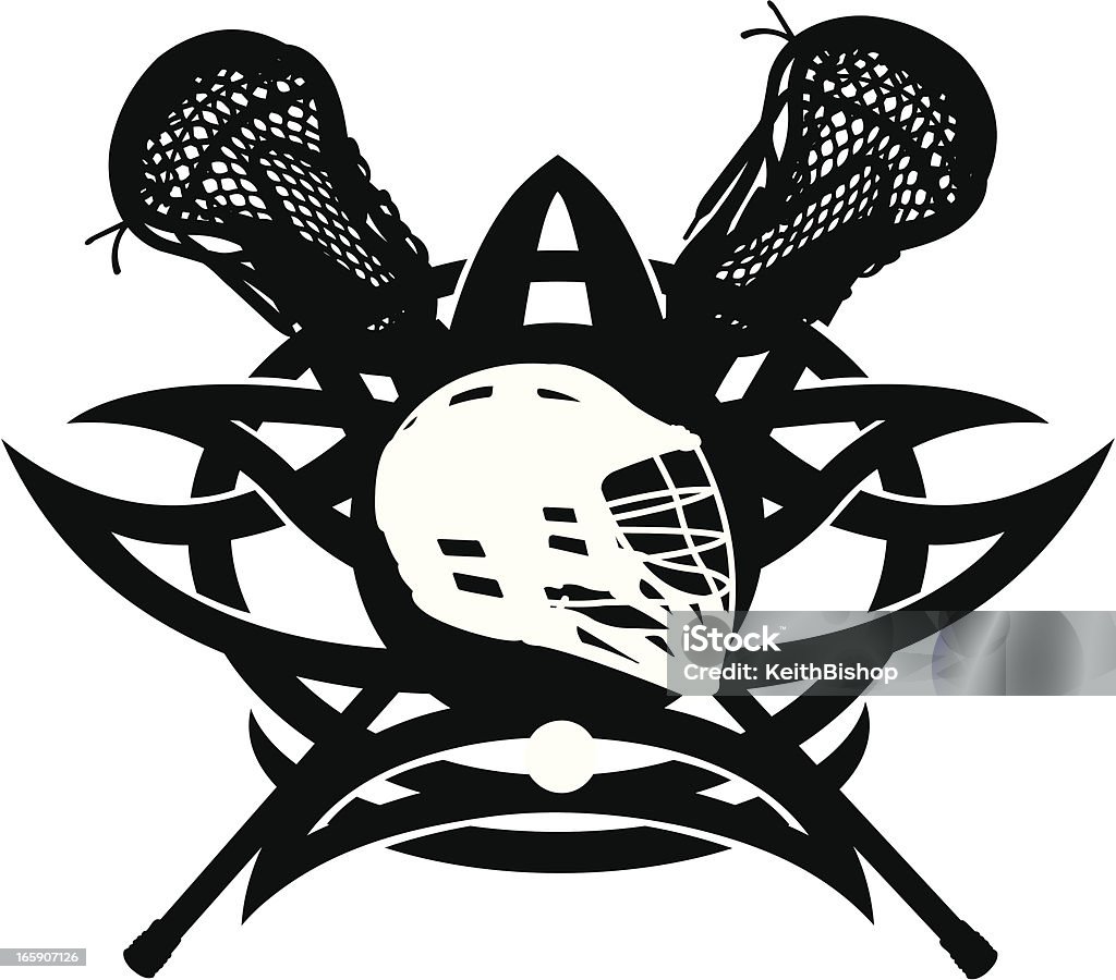 Lacrosse icona con attacco Stick e il casco - arte vettoriale royalty-free di Attrezzatura sportiva