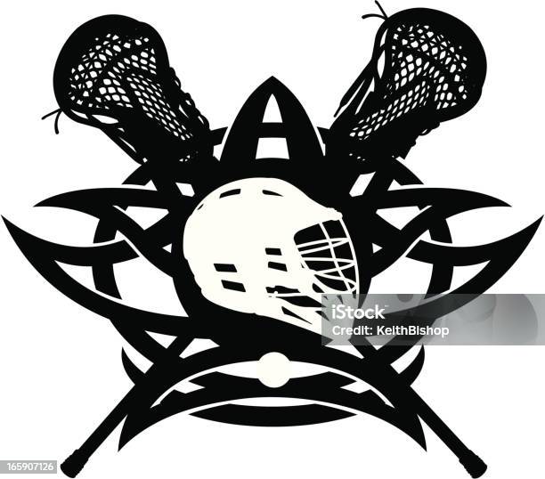 Ícone De Lacrosse Com Bastões E Capacete Ataque - Arte vetorial de stock e mais imagens de Atacar - Atividade desportiva - Atacar - Atividade desportiva, Capacete, Capacete de desporto