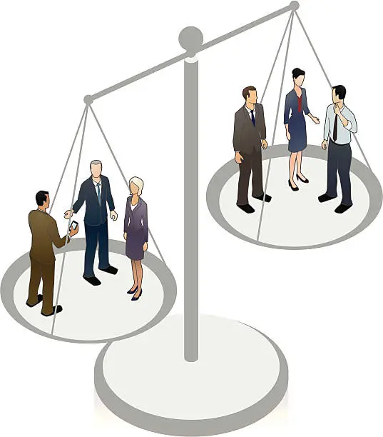 Vector illustration of Scales of Justice Illustration With People