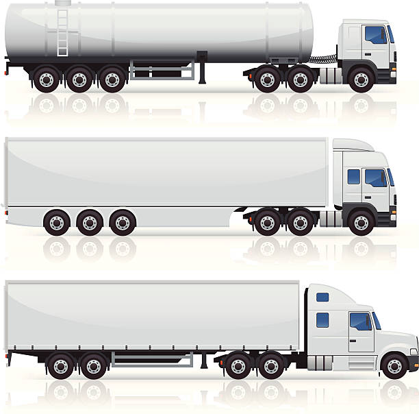 lastwagen & anhänger symbole - vehicle trailer stock-grafiken, -clipart, -cartoons und -symbole