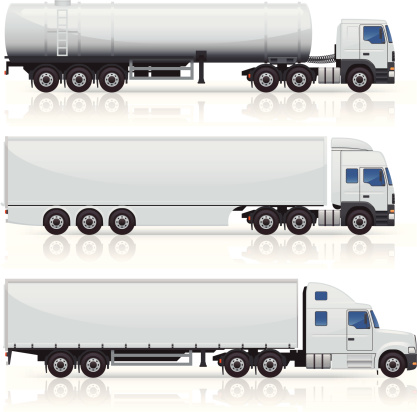 Generic commercial truck and trailer icons. Layered and grouped for ease of use. Download includes EPS file and hi-res jpeg.