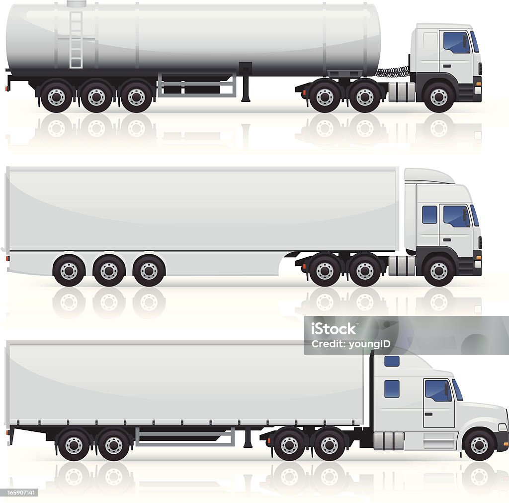 Trucks & Trailers Icons Generic commercial truck and trailer icons. Layered and grouped for ease of use. Download includes EPS file and hi-res jpeg. Semi-Truck stock vector