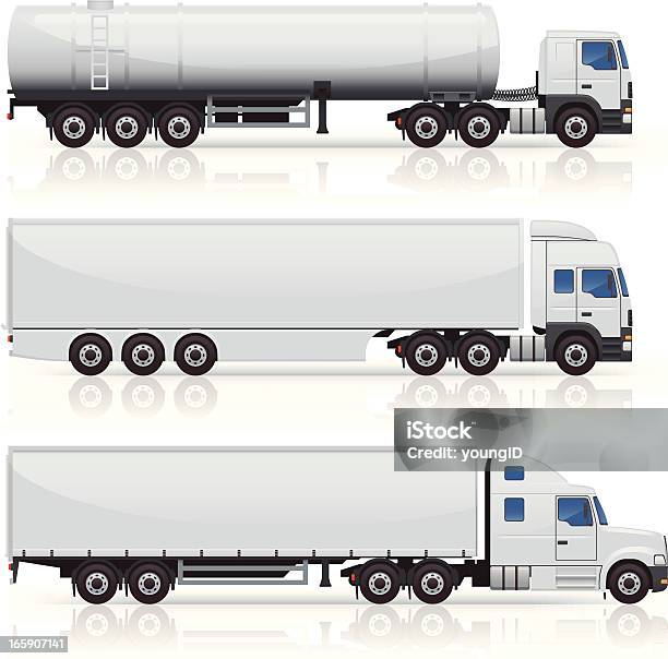 Trucks Trailers Icons Stock Illustration - Download Image Now - Semi-Truck, Fuel Truck, Vehicle Trailer