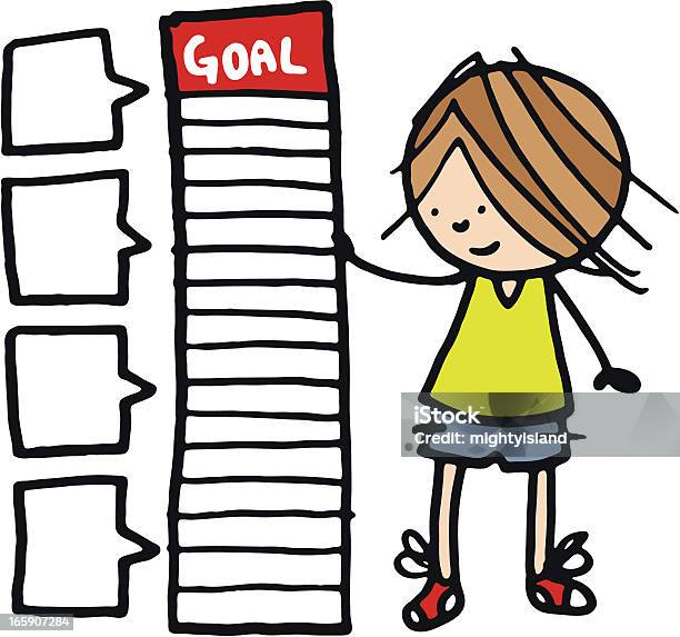 Boy Stood Next To A Fundraising Chart Stock Illustration - Download Image Now - Fundraising, Aspirations, Goal - Sports Equipment