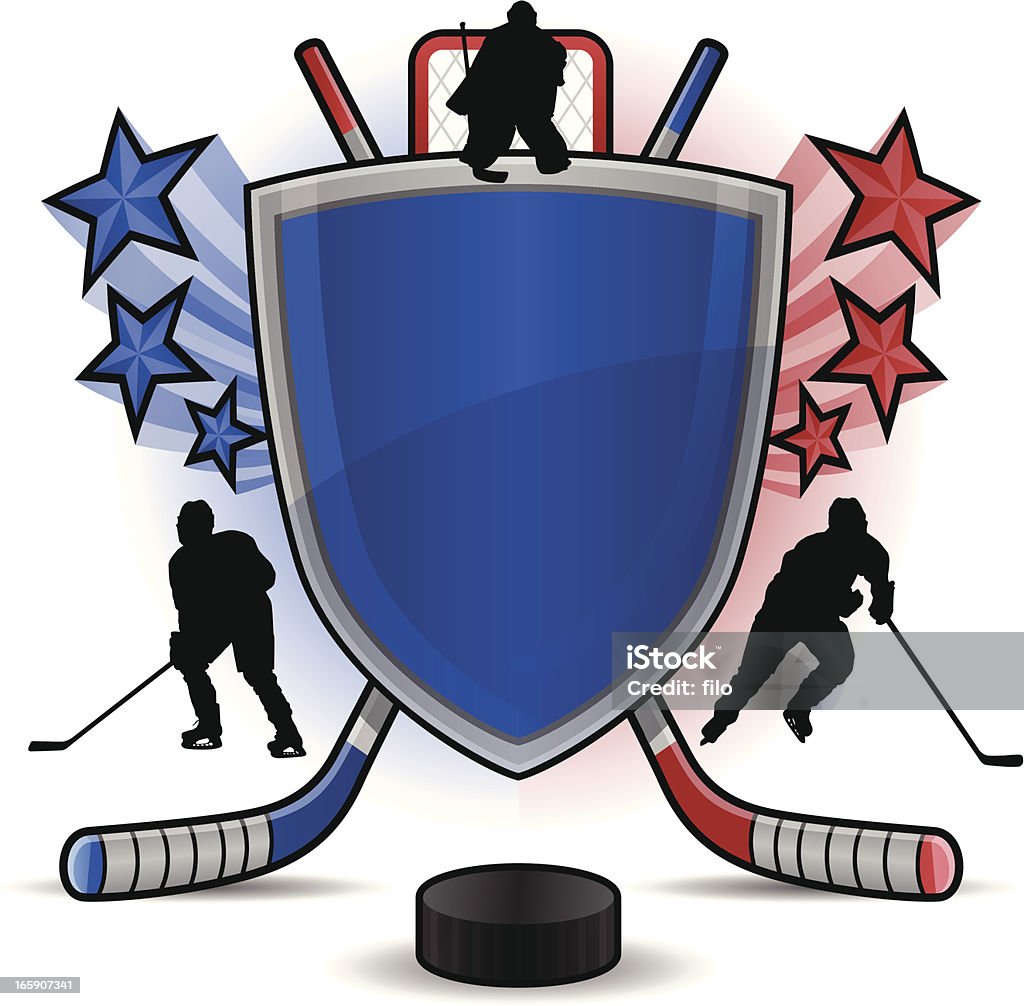 Hockey Shield Hockey shield graphic with copy space. Colors easily changeable with a few clicks.  Star Shape stock vector