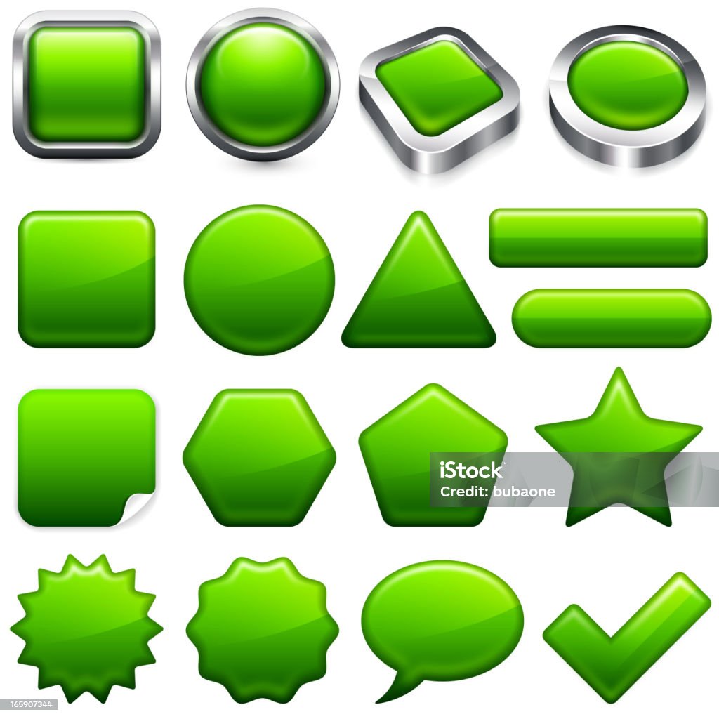 Protection de l'environnement Green super set de boutons - clipart vectoriel de Forme tridimensionnelle libre de droits