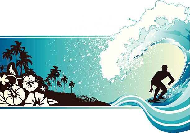 surfing-landschaft - lifestyle sports and fitness travel locations water stock-grafiken, -clipart, -cartoons und -symbole