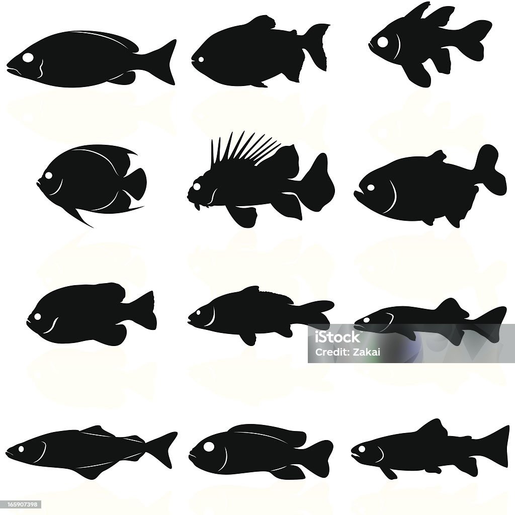 Силуэты Fishes - Векторная графика Рыба роялти-фри