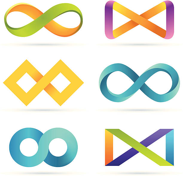 Infinity set Collection of abstract graphic design elements with shadows. mobius strip stock illustrations