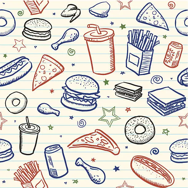 Vector illustration of Seamless junk food background