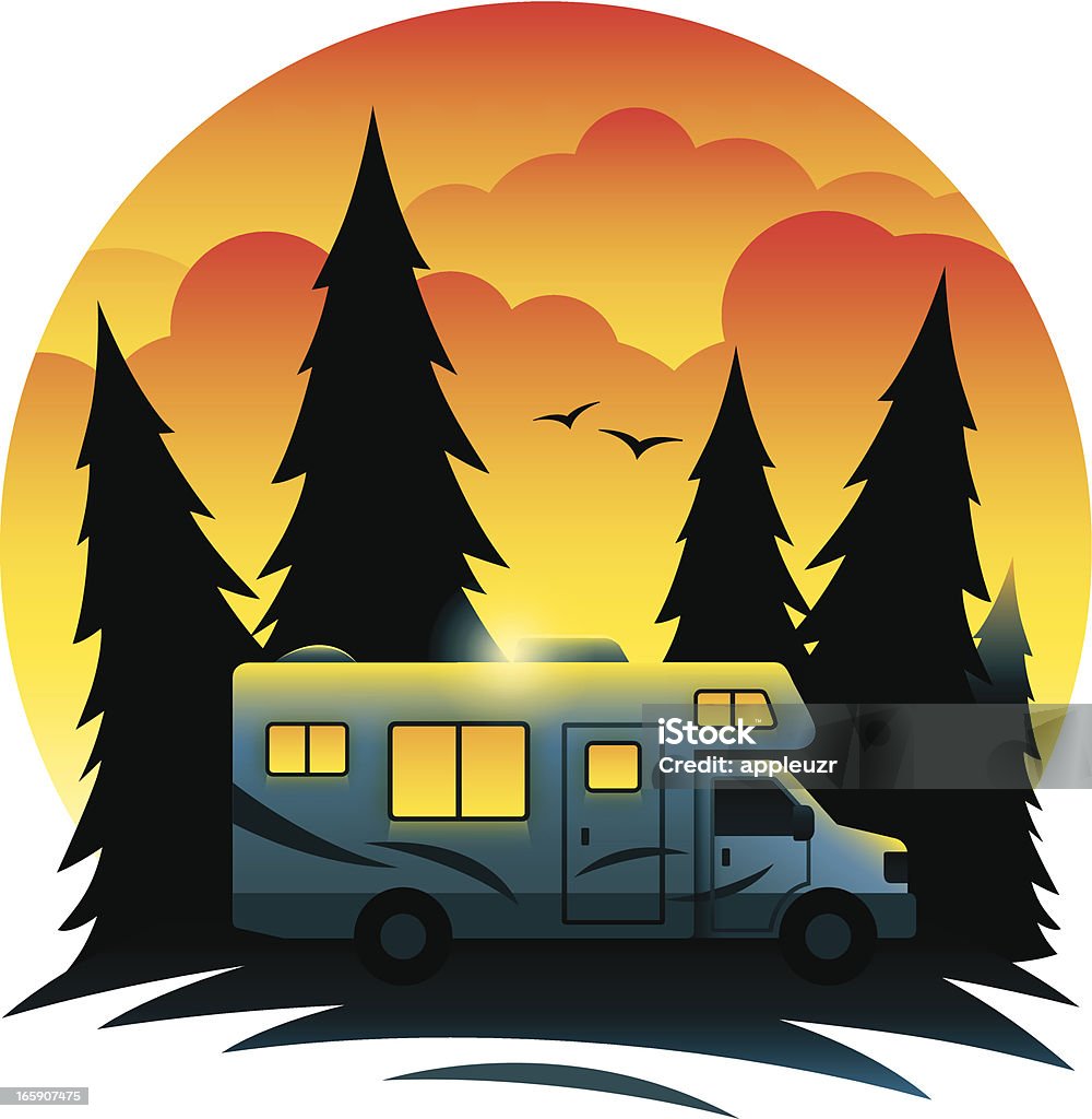 Camping-car au crépuscule - clipart vectoriel de Activité de loisirs libre de droits