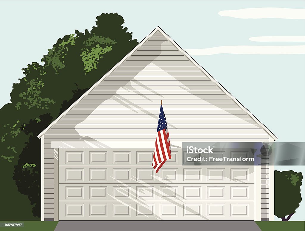 Garage mit amerikanischer Flagge - Lizenzfrei Amerikanische Flagge Vektorgrafik