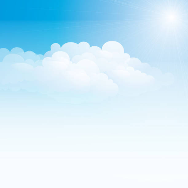 Pale blue sky and white clouds Blue sky with clouds. stratosphere stock illustrations