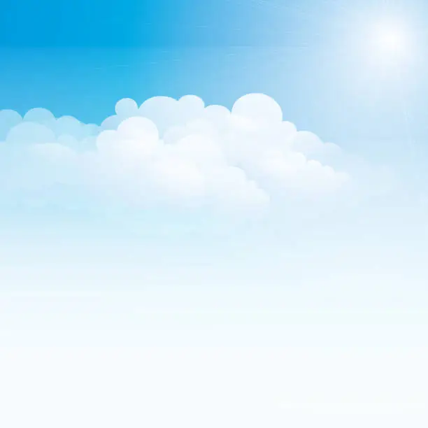 Vector illustration of Pale blue sky and white clouds