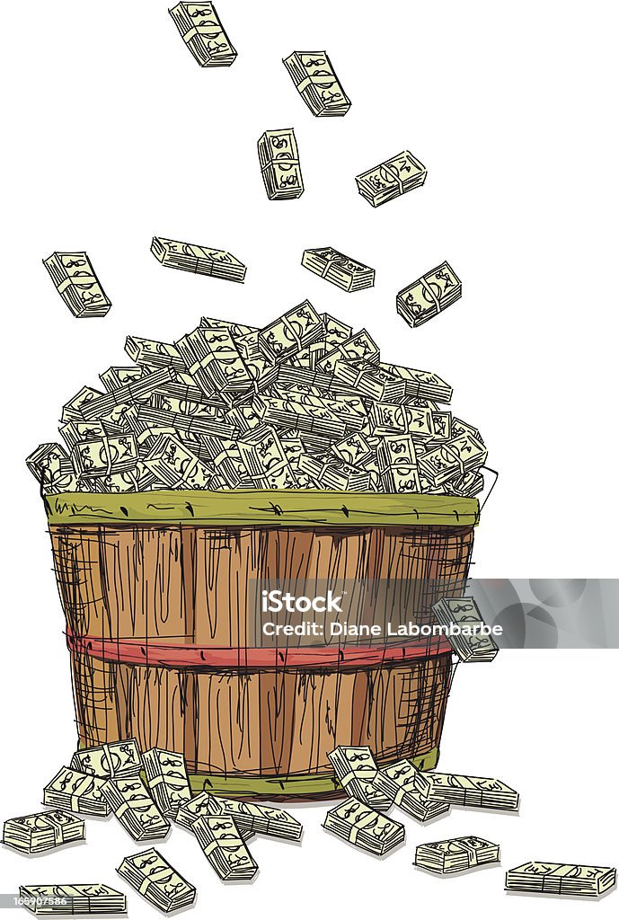 Bushel Korb gefüllt mit Geld - Lizenzfrei Währung Vektorgrafik