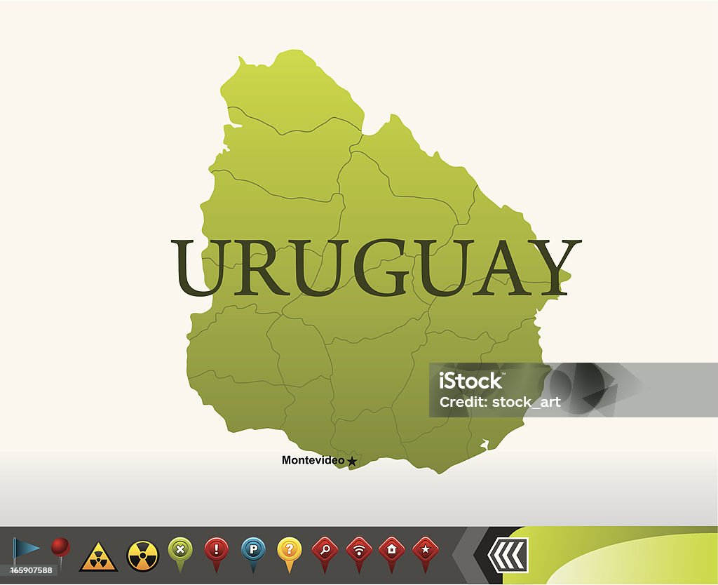 Uruguay carte avec les icônes de navigation - clipart vectoriel de Amérique du Sud libre de droits