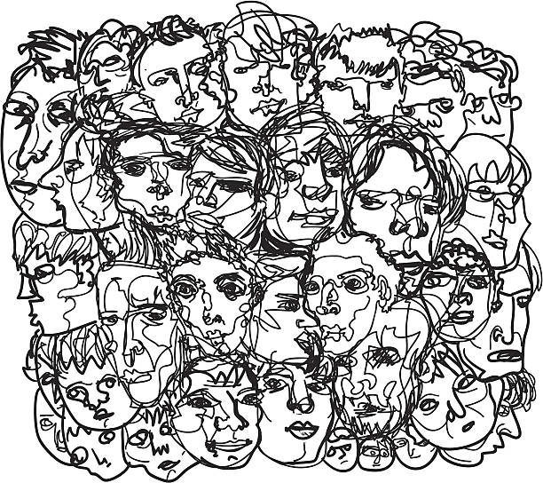 Men's face sketch Square composition sketch of men's heads and faces. download includes a vector file (EPS8) and a high resolution .jpeg. Thanks for rating my work!   portrait drawings stock illustrations