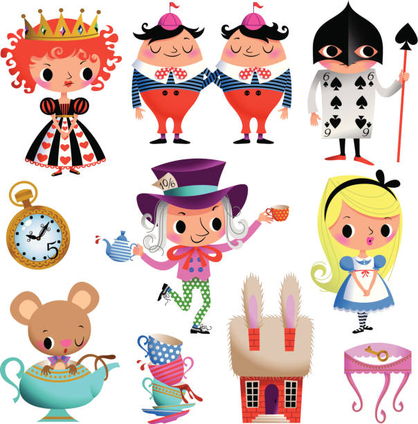Alice in Wonderland. Part II. Set of Symbols and Characters "Alice in Wonderland". RGB,EPS 10. Use transparency and FEATHER Effect. alice in wonderland stock illustrations
